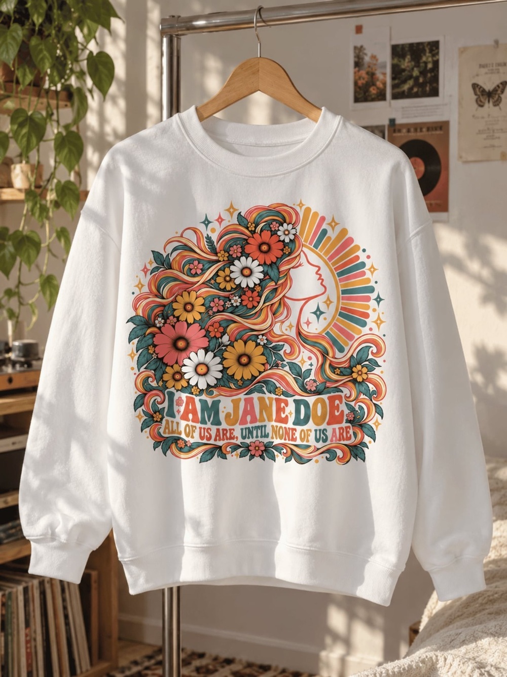 Jane Doe White Women Sweatshirt, Feminist Shirt
